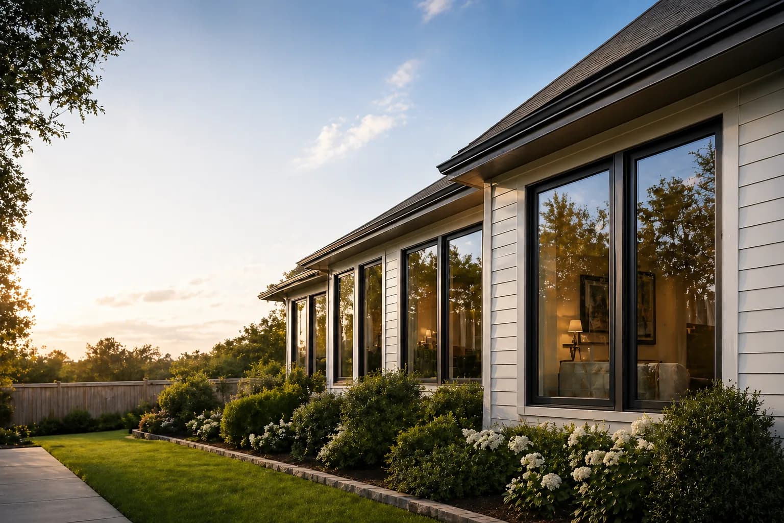 Modern Houston home with black Single Hung replacement windows by Royalis Windows